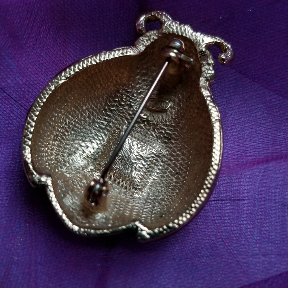 Ladybug brooch by Roman red black enamel gold - Picture 8 of 9